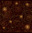 golden flowers rose seamless pattern line gold vector image vector image