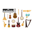 various musical instruments cartoon set vector image