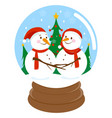 cute christmas snowmen inside a snow globe vector image vector image