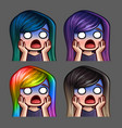 emotion icons scared female with long hairs vector image vector image