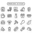 fast food outline style icon set vector image
