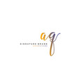 a q aq initial letter handwriting and signature vector image