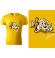 t-shirt design with cartoon leopard vector image vector image