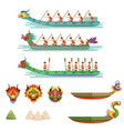 dragon boats set team of male athletes compete vector image