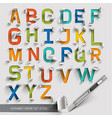 alphabet paper cut colorful font style vector image