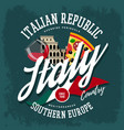 colosseum and italian flag pizza glass of wine vector image