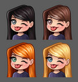 emotion icons winks and shows tongue female vector image vector image