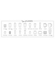 line art set of alcohol glasses vector image