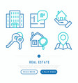 real estate thin line icons set vector image