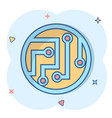 circuit board icon in comic style technology vector image