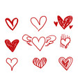 hand drawn doodle hearts love heart vector image