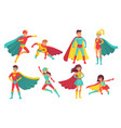 cartoon superhero characters female and male vector image vector image