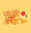 chinese or japanese autumn landscape with bridge vector image vector image