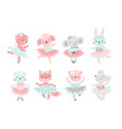 ballerina animal elephant and mouse ballet dancer vector image