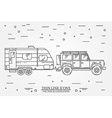 car and travel trailers summer trip family vector image
