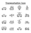 set transportation related line icons contains vector image