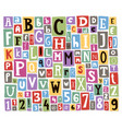 colorful alphabet letters made of newspaper vector image