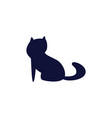 cute cat mascot silhouette isolated dark blue icon vector image