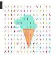mint ice cream in a cone and pattern vector image