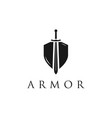 security shield with knight sword logo design vector image vector image