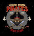 pirates treasure hunting emblem vector image