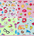 seamless patterns set with patch objects for teens vector image