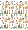 hand drawn bottles seamless pattern wine vector image vector image