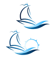 yacht on the waves vector image