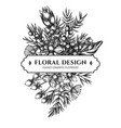 floral bouquet design with black and white juniper vector image