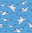 seamless pattern flying white birds vector image