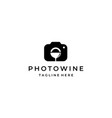 camera with wine glass logo design vector image vector image