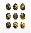 happy easter realistic black and golden shine vector image