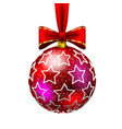 beautiful christmas ball with bow and drawn vector image vector image