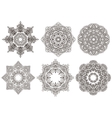 set of 6 hand drawn oriental mandala vector image