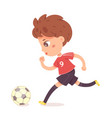 boy running with ball at football practice happy vector image vector image