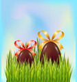 chocolate easter eggs hidden in green grass vector image