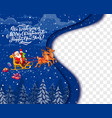 santa flying on sleigh christmas paper cut card vector image vector image