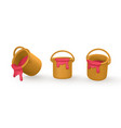 3d realistic yellow bucket of red paint vector image