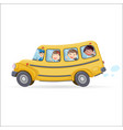 funny school bus kids riding on school bus vector image vector image