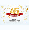 45 years anniversary banner template forty vector image