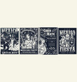 mexico black and white posters set vector image