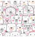 seamless pattern - cute set bear vector image vector image