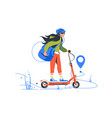 ny delivery young girl on kick scooter using vector image vector image