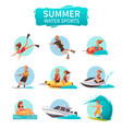 water sports cartoon icons set vector image
