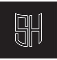 sh logo monogram with ribbon style outline design vector image