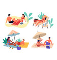 summer beach people man and woman resting vector image vector image