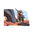 man warrior with sharp sword weapon vector image vector image