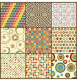 set nine retro geometric seamless patterns vector image vector image