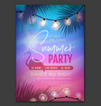 summer disco party poster with tropic leaves vector image