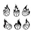 basketball ball surrounded by flames vector image vector image